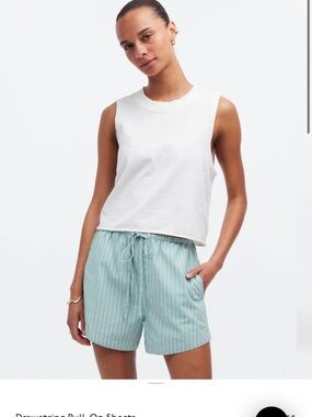 Madewell Stripe Pull-On Shorts Cotton Shorts size M